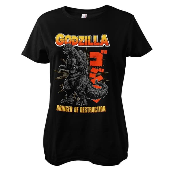 Godzilla - Bringer Of Destruction Girly Tee Black Small