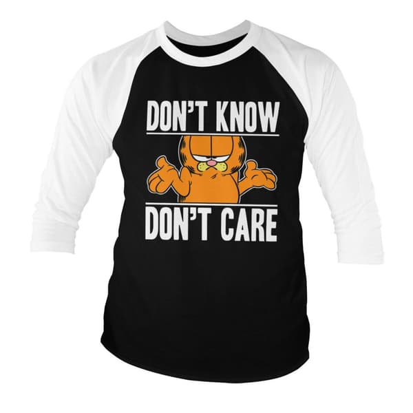 Garfield Don't Know - Don't Care Baseball 3/4 Sleeve Tee Small