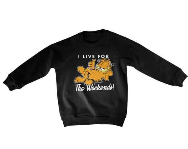 Garfield - Live For The Weekend Kids Sweatshirt Black 8Years/YM