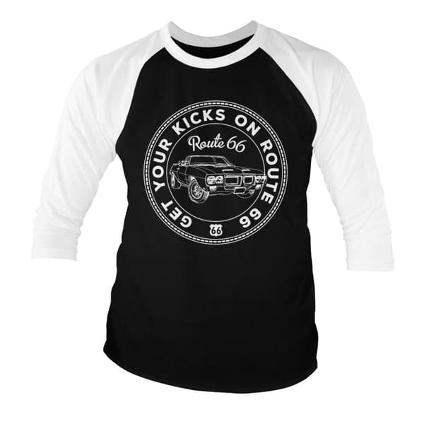 Get Your Kicks On Route 66 Baseball 3/4 Sleeve Tee Large