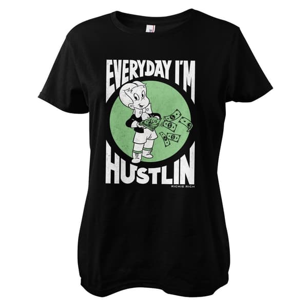 Everyday I'm Hustlin Girly Tee Black Medium
