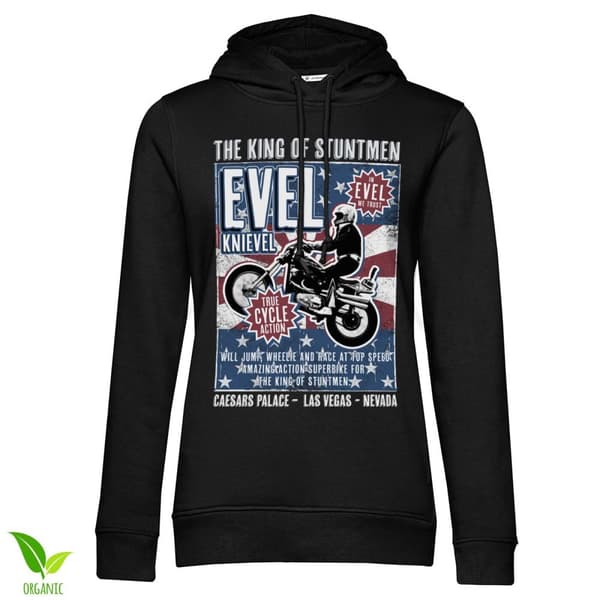 Evel Knievel Poster Girls Hoodie Black XX-Large