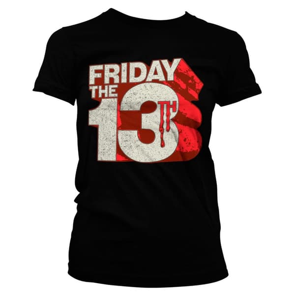 Friday The 13th Block Logo Girly Tee Black Small