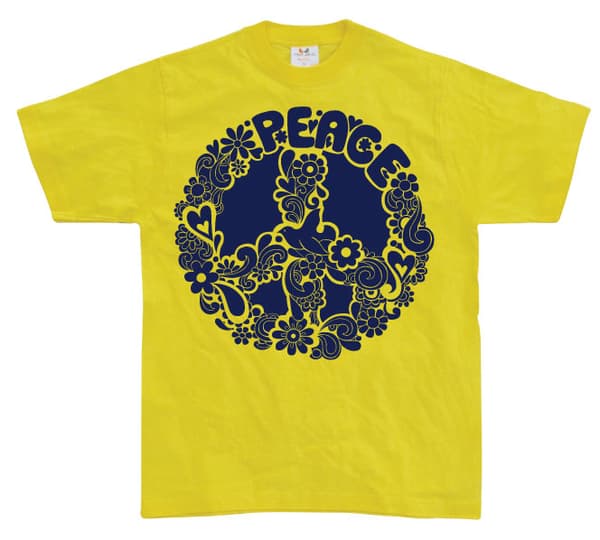 Psychedelic Peace Sign T-Shirt Yellow XX-Large