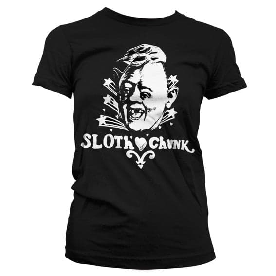 Sloth Loves Chunk Girly T-Shirt Black Large