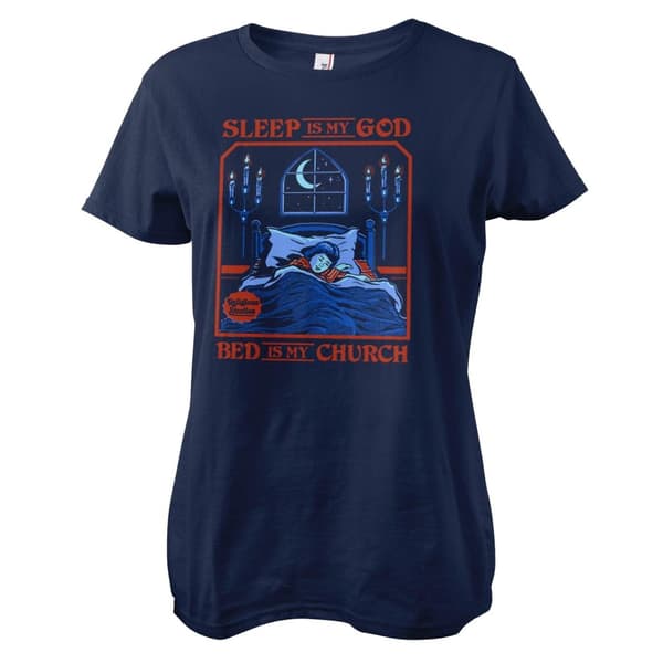Sleep Is My God - Bed Is My Church Girly Tee Navy X-Large
