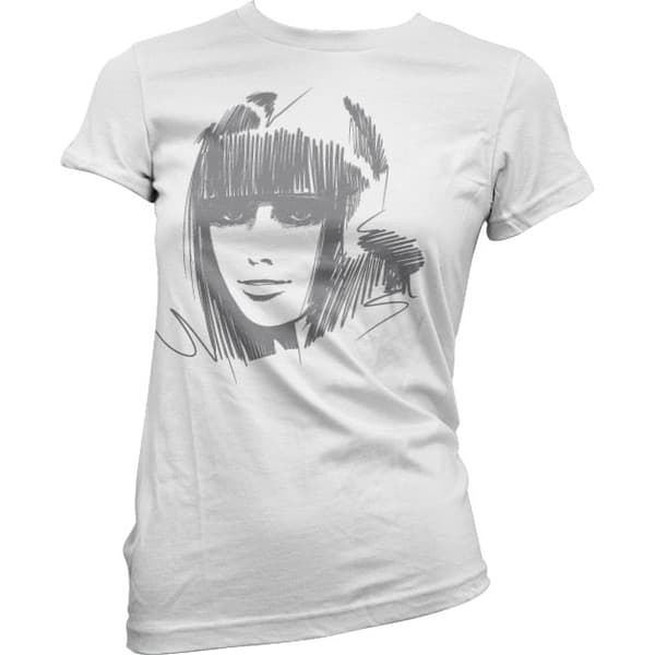 Scroll Girl Lady Tee White Large