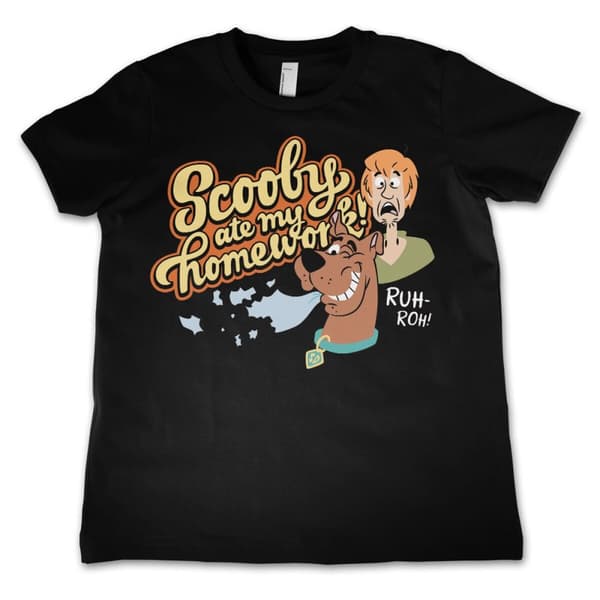 Scooby Ate My Homework Kids T-Shirt Black 12Years/YXL