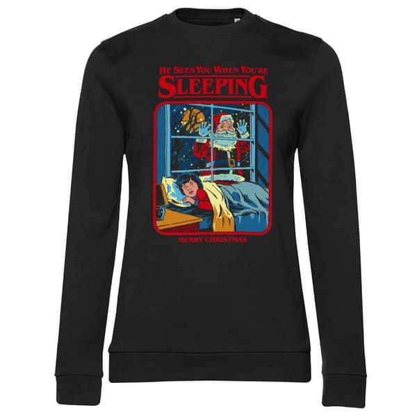Santa Sees You Girly Sweatshirt Black Large