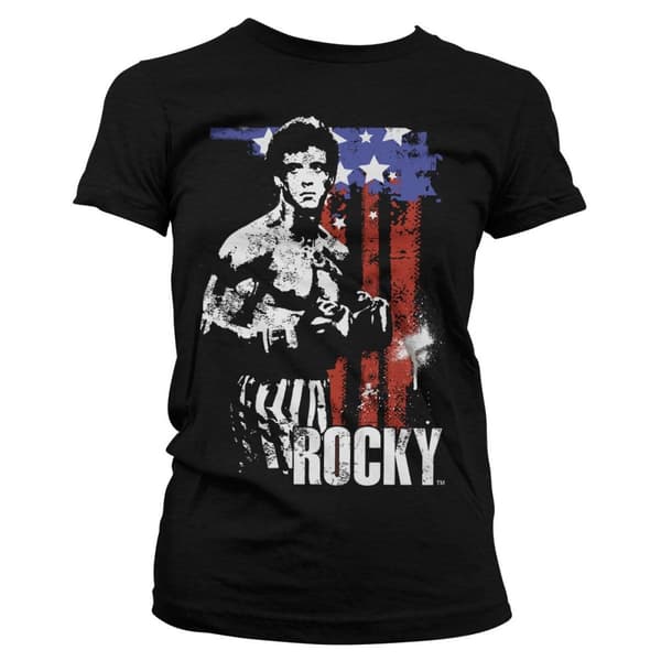 Rocky - American Flag Girly Tee Black Large