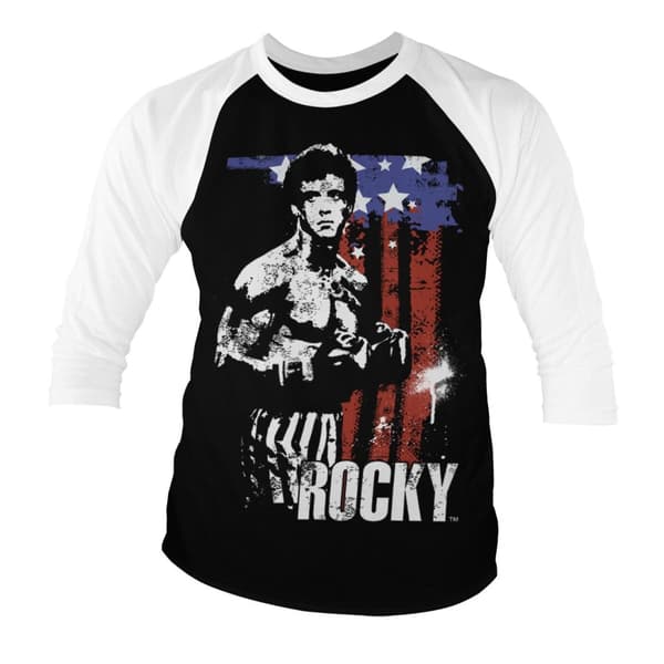 Rocky - American Flag Baseball 3/4 Sleeve Tee Medium
