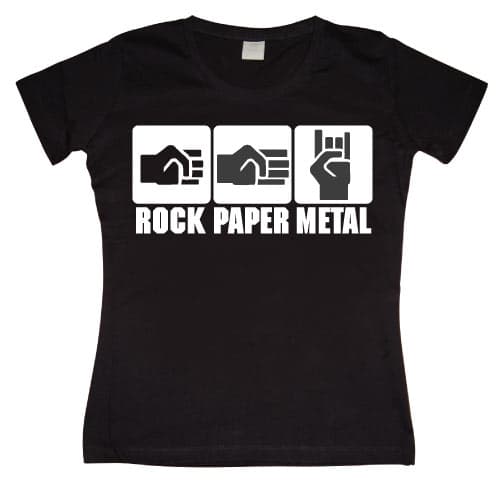 Rock-Paper-Metal Girly T-shirt Black Small