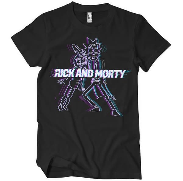 Rick And Morty Glitch T-Shirt Black Medium