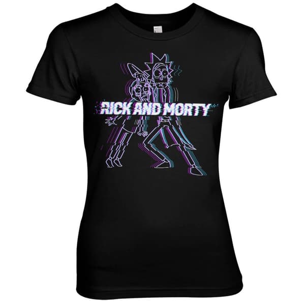 Rick And Morty Glitch Girly Tee Black Small