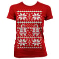 Miniatyrbild 2 av 4: Retro X-Mas Knit Pattern Girly T-Shirt