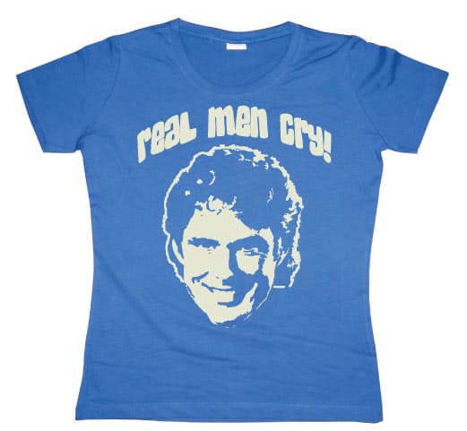Real Men Cry! Girly T-shirt Blue Small