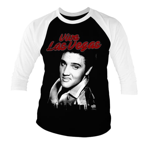 Elvis - Viva Las Vegas Baseball 3/4 Sleeve Tee Small