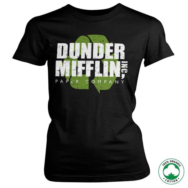 Dunder Mifflin Recycle Logo Organic Girly Tee Black XX-Large