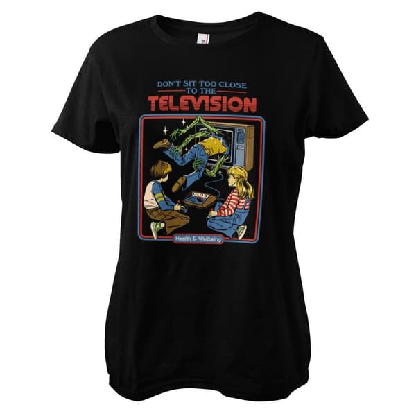 Don't Sit Too Close To The Television Girly Tee Black X-Large