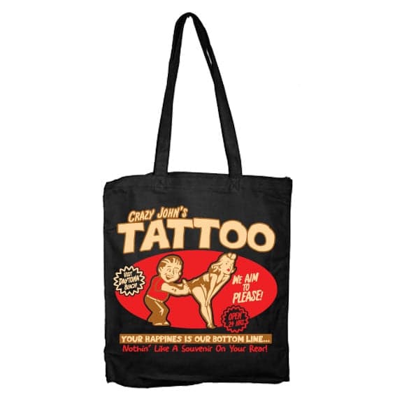 Crazy Johns Tattoo Tote Bag Black