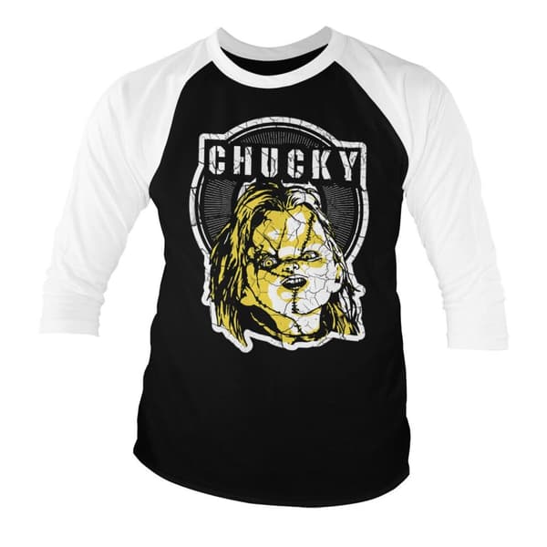 Cracked Chucky Baseball 3/4 Sleeve Tee Small