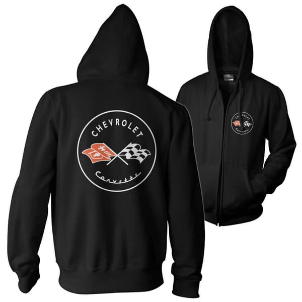 Corvette C1 Logo Zipped Hoodie Black Large