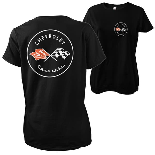 Corvette C1 Logo Girly Tee Black Small