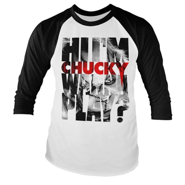 Chucky - Wanna Play Cutout Baseball Long Sleeve Tee Small