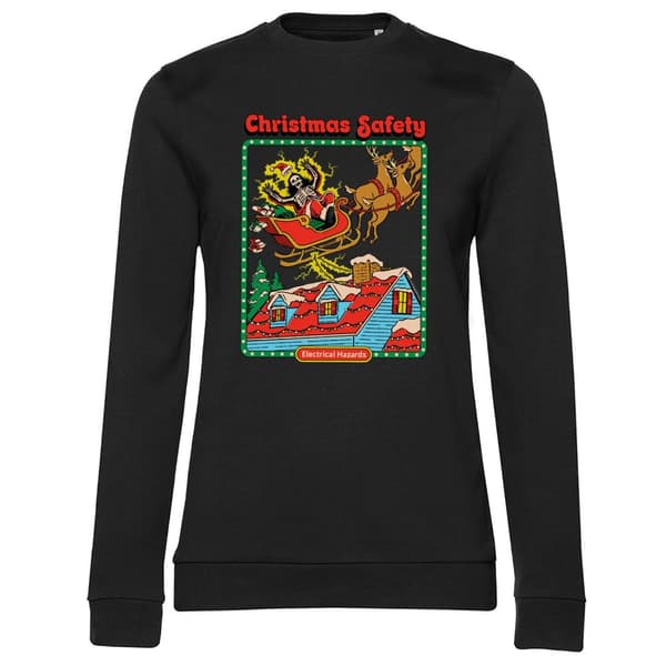 Christmas Safety Girly Sweatshirt Black X-Large
