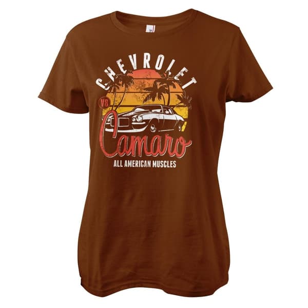 Chevrolet Camaro Sunset Girly Tee Brown Large