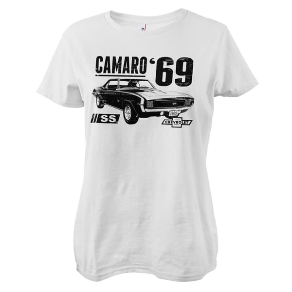 Camaro SS 1969 Girly Tee White Large