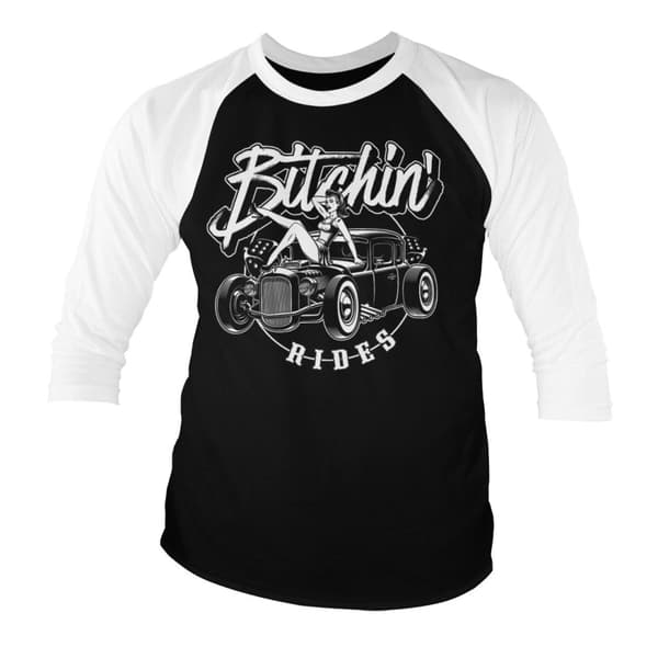 Bitchin' Rides - Hot Rod Hot Girls Baseball 3/4 Sleeve Tee X-Large