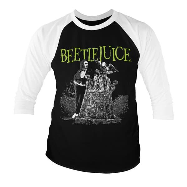 Beetlejuice Headstone Baseball 3/4 Sleeve Tee Large