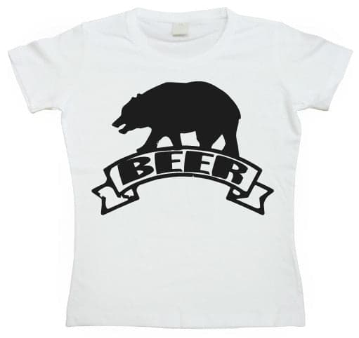 Beer-Bear Girly T-shirt White X-Large