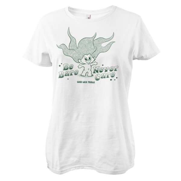 Be Bare Never Care Girly Tee White Large