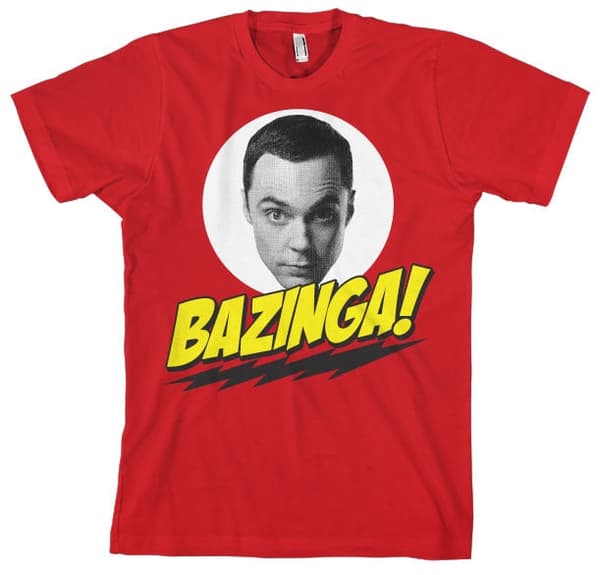 Bazinga Sheldons Head T-Shirt Red Large