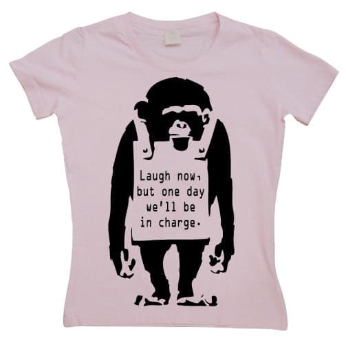 Banksy - Laugh Now! Girly T-shirt Pink Medium