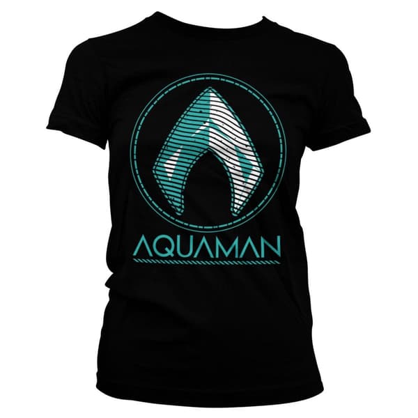 Aquaman - Distressed Shield Girly Tee Black XX-Large