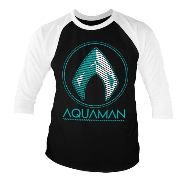 Aquaman - Distressed Shield Baseball 3/4 Sleeve Tee X-Large
