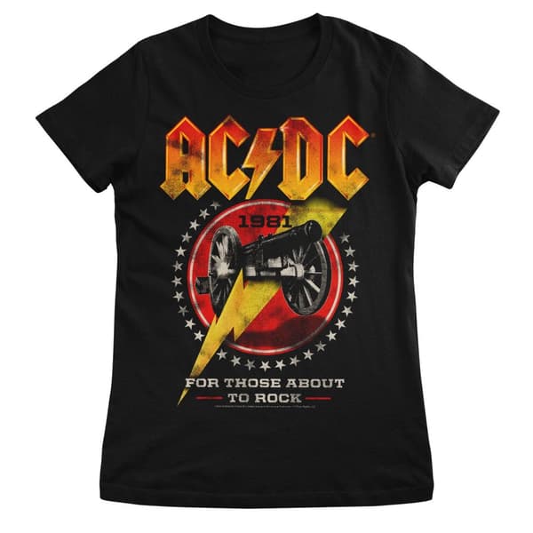 AC/DC - 1981 For Those About To Rock Girly Tee Black Medium