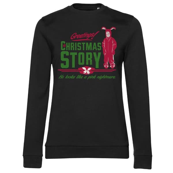 A Christmas Story - Pink Nightmare Girly Sweatshirt Black Medium