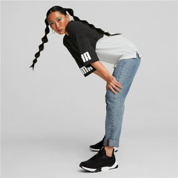 T-shirt med kortärm Dam Puma Power Colorblock Vit Svart - S