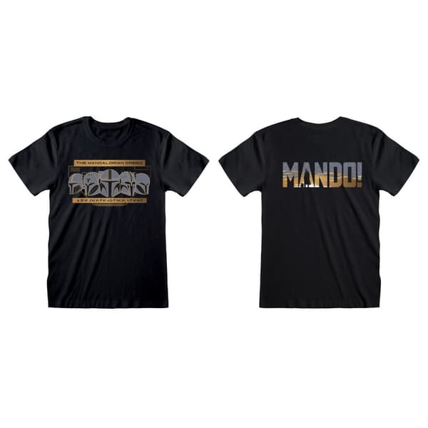 T-shirt med kortärm The Mandalorian Row of Helmets Svart Unisex - S