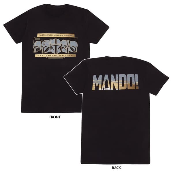 T-shirt med kortärm The Mandalorian Row of Helmets Svart Unisex - S