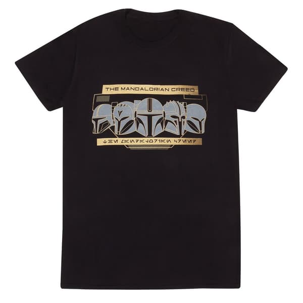 T-shirt med kortärm The Mandalorian Row of Helmets Svart Unisex - S