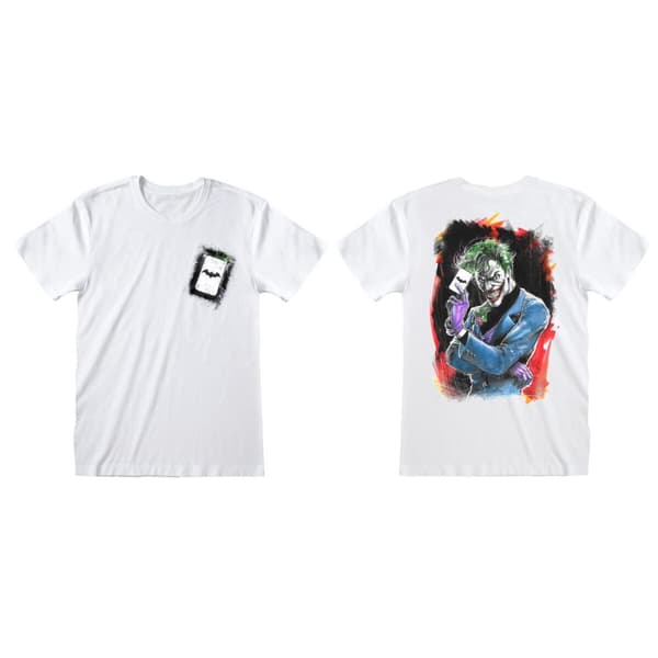 T-shirt med kortärm DC Comics Batman Card Vit Unisex - S