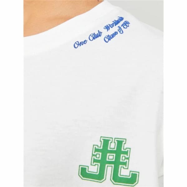 Barn T-shirt med kortärm Jack & Jones Jorcole Back Print Vit Grön - 116-122 cm