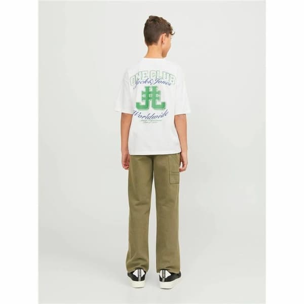 Barn T-shirt med kortärm Jack & Jones Jorcole Back Print Vit Grön - 116-122 cm