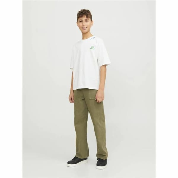 Barn T-shirt med kortärm Jack & Jones Jorcole Back Print Vit Grön - 116-122 cm