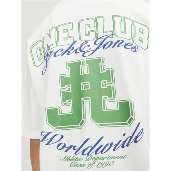 Barn T-shirt med kortärm Jack & Jones Jorcole Back Print Vit Grön - 116-122 cm